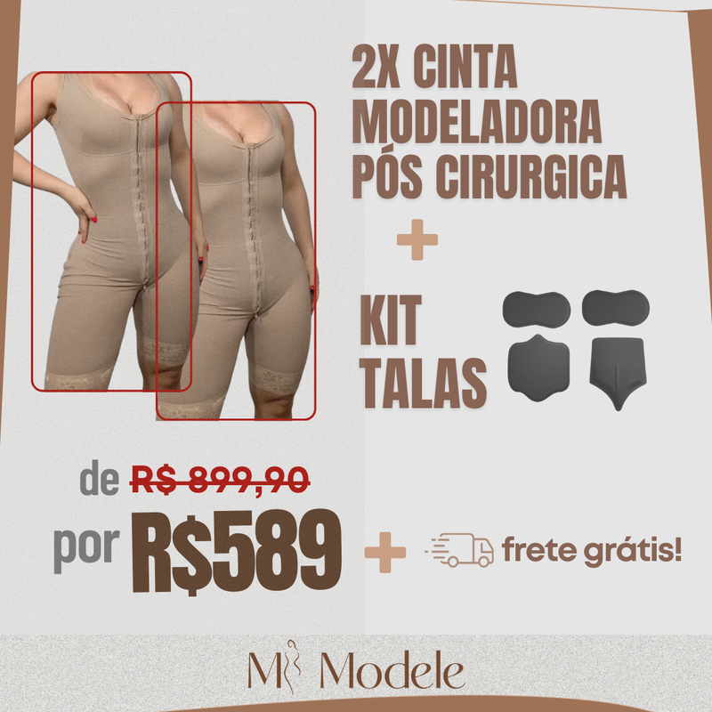 Kit Cirúrgico Mimodele -  2x Cintas Modeladora Pós-Cirúrgica+ 1 Kit de Talas