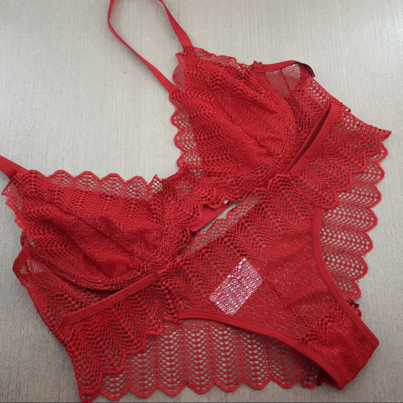 Conjunto de lingerie em  Renda Sem Bojo