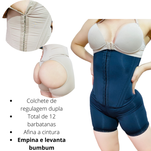 Cinta Modeladora com Barbatanas Alta Compressão Efeito Levanta Bumbum - Afina a Cintura e Levanta o Bumbum