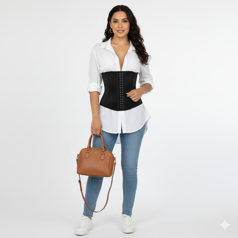 Cinta Abdominal Modeladora Mimodele – Alta Compressão Cetinete Duplo com 20 Barbatanas