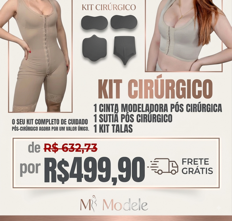 Kit Pós-Cirúrgico Completo- 1 Cinta Modeladora +1 Sutiã Pós Cirúrgico +1 kit talas